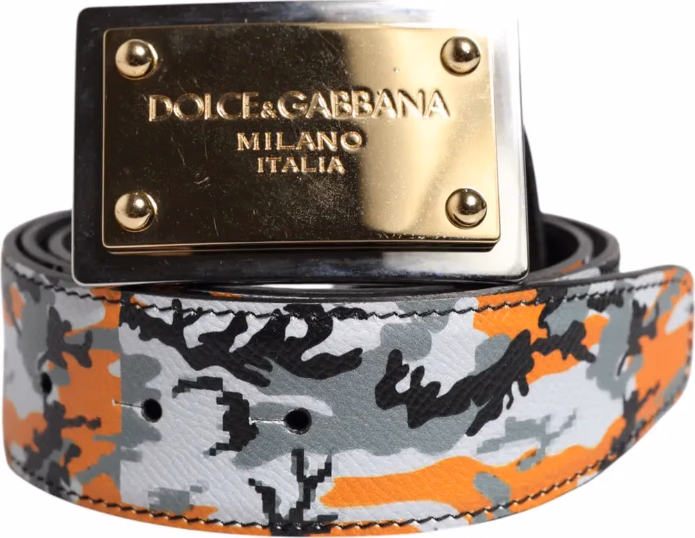 Multicolor Camouflage Metal Logo Buckle Belt