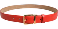 Red Leather Gold Metal Buckle Cintura Belt 2