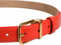 Red Leather Gold Metal Buckle Cintura Belt 3