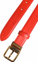 Red Leather Gold Metal Buckle Cintura Belt 5