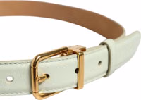 Light Green Leather Gold Metal Buckle Belt 3