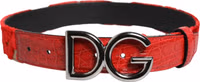 Red Viscose Silver DG Logo Metal Buckle Belt 2