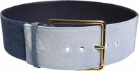 Two Tone Blue Denim Gold Metal Buckle Belt 2