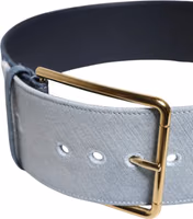 Two Tone Blue Denim Gold Metal Buckle Belt 3
