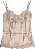 Beige Lace Silk Satin Tank Lingerie Underwear 1