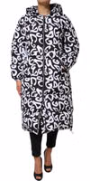 Black White DG Mania Hooded Long Coat Jacket 1