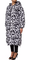 Black White DG Mania Hooded Long Coat Jacket 2