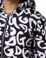 Black White DG Mania Hooded Long Coat Jacket 5