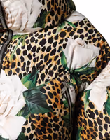 Multicolor Leopard Rose Puffer Quilted Jacket 5
