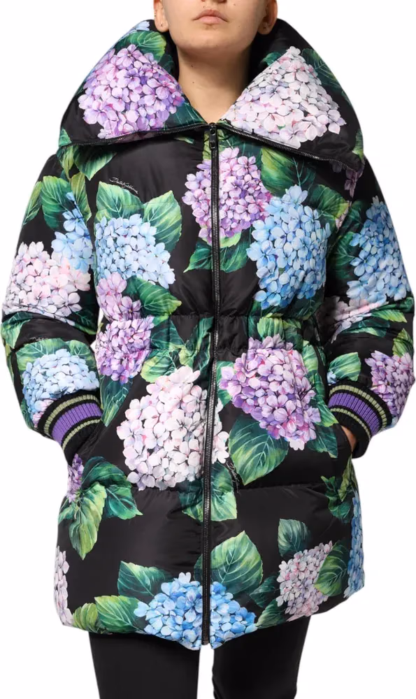 Multicolor Floral Print Puffer Quilted Jacket