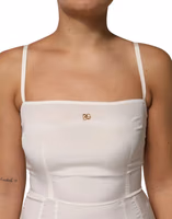 White Full Slip DG Logo Silk Dress Sleepwear 4