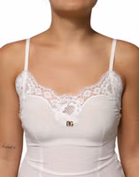 White Lace Gold DG Logo Silk Dress Sleepwear 4