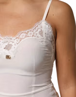 White Lace Gold DG Logo Silk Dress Sleepwear 5