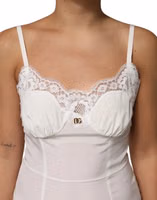 White Lace DG Logo Silk Dress Sleepwear 4