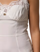 White Lace DG Logo Silk Dress Sleepwear 5