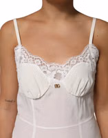 White Lace Gold DG Logo Silk Dress Sleepwear 4