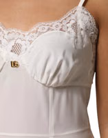 White Lace Gold DG Logo Silk Dress Sleepwear 5
