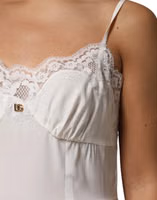 White Lace Gold DG Logo Silk Dress Sleepwear 5