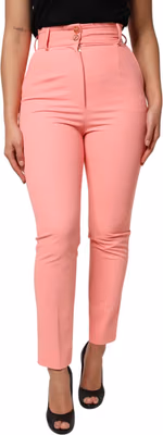 Pink High Waist Dress Tapered Pants