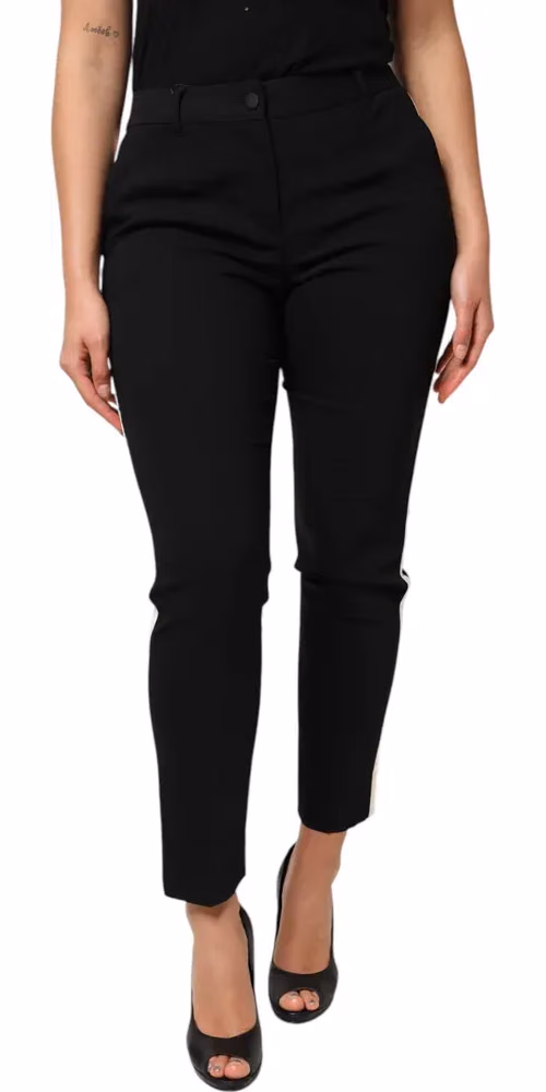 Black Wool High Waist Tapered Pants