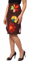 Brown Floral High Waist Side Slit Skirt 2