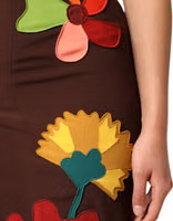 Brown Floral High Waist Side Slit Skirt 4