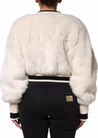 White Cropped Faux Fur DG Sweatshirt Sweater 3