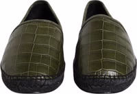 Green Exotic Leather Espadrilles Slip On Shoes 1