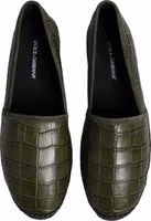 Green Exotic Leather Espadrilles Slip On Shoes 2