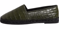 Green Exotic Leather Espadrilles Slip On Shoes 5