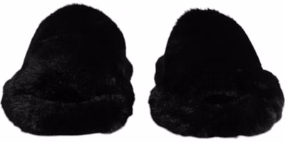 Black Polyester Velvet Slides Slipper Shoes