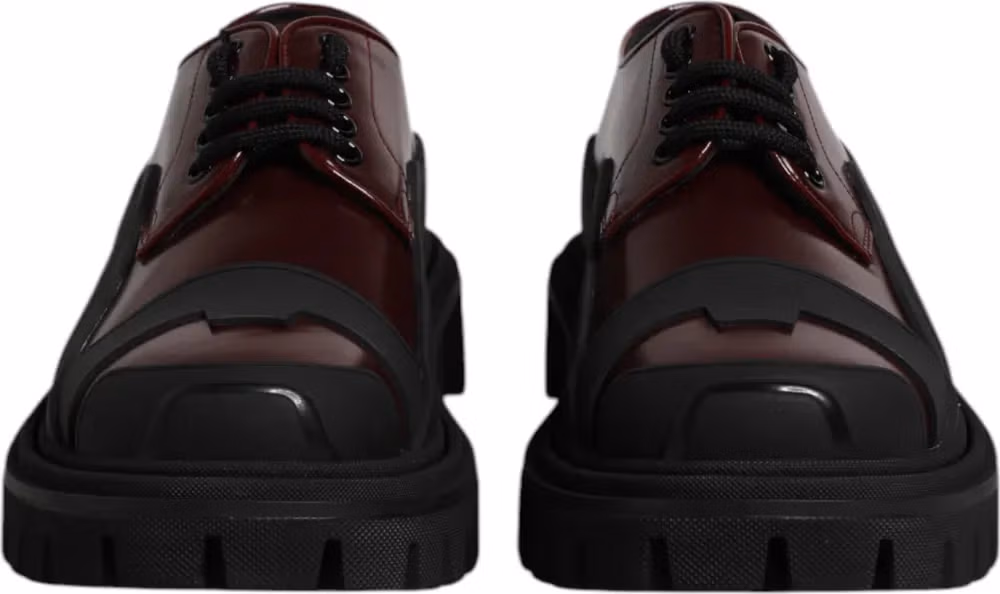 Red Leather Lace Up Trekking Dress Shoes