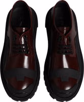 Red Leather Lace Up Trekking Dress Shoes 2