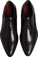 Black Leather Lace Up Dress Men Derby Shoes 2