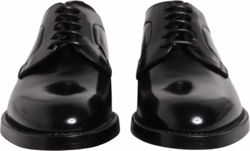 Black Calf Leather Lace Up Dress Derby Shoes