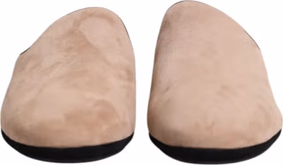 Beige Capra Suede Slides Flat Slipper Shoes