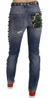 Distressed Embellished Buttons Denim Pants Jeans 3