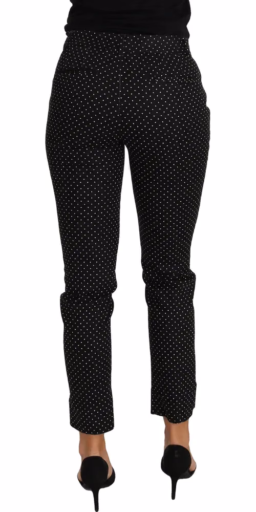 Black Dress Polka Dot Cropped Straight Pants