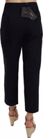 Black Cropped Front Button Embellished Pants 2