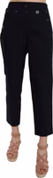 Black Cropped Front Button Embellished Pants 3