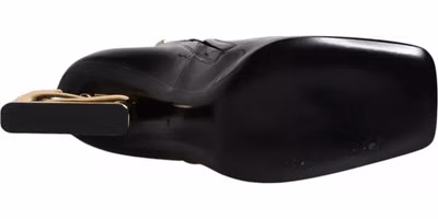 Black Jackie Leather Mid Calf Boots Shoes