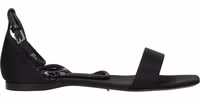 Black Satin Flat Sandals 1