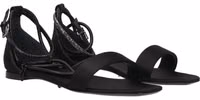 Black Satin Flat Sandals 2