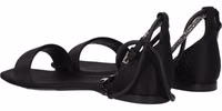 Black Satin Flat Sandals 4