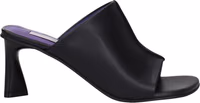 Black Leather Stiletto Heel Sandals 1