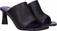 Black Leather Stiletto Heel Sandals 2