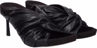 Black Leather Stiletto Heel Sandals 2