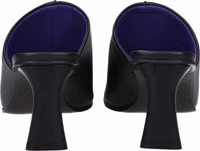 Black Leather Stiletto Heel Sandals 5
