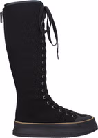 Black Fabric Lace-Up Boots 1