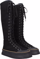 Black Fabric Lace-Up Boots 2